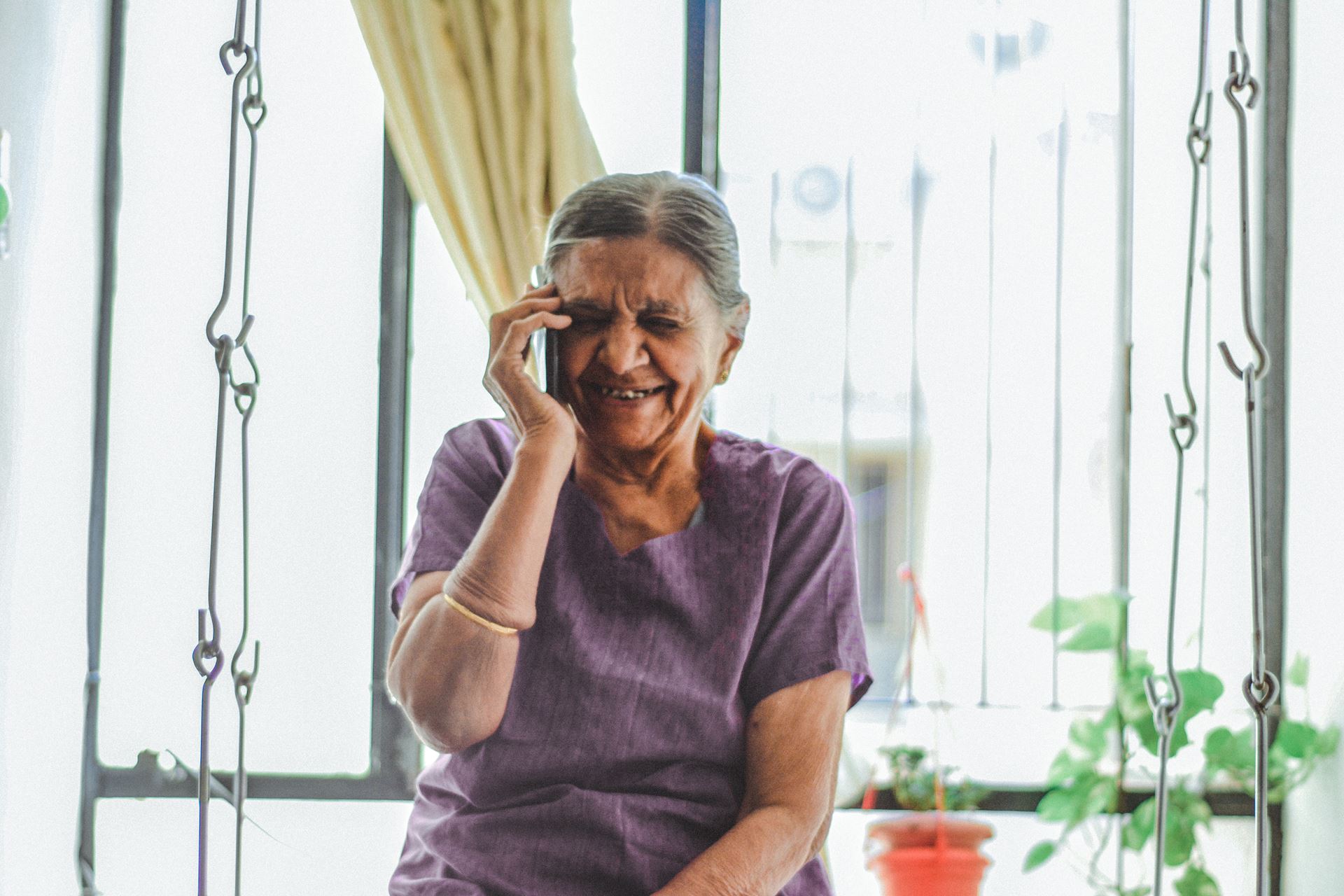 A lady on the phone