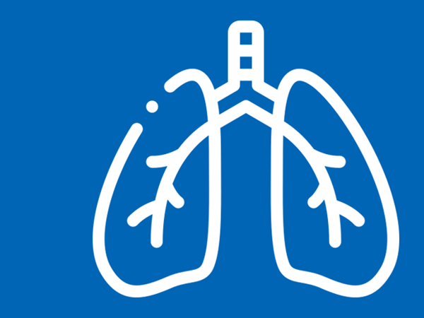 An outline of lungs on a blue background